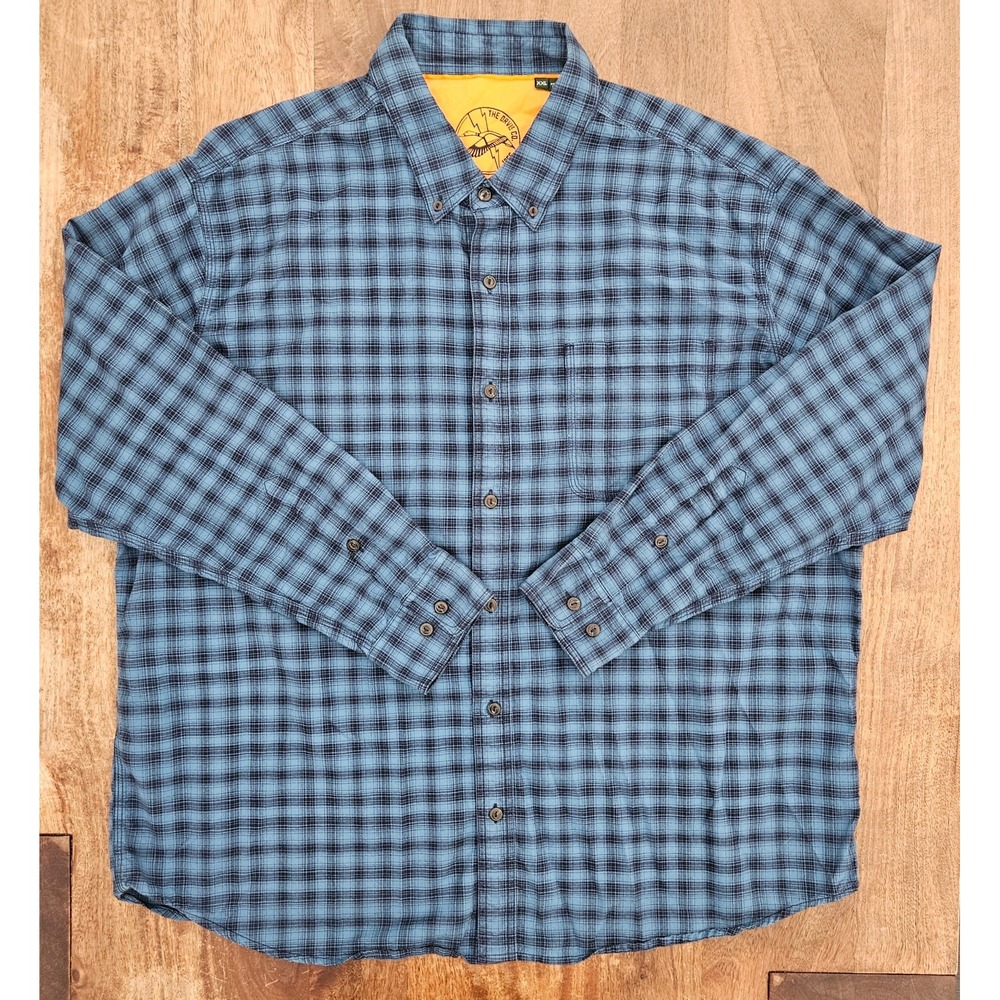 The Orvis Co Shirt Mens XXL Steel Blue & Black Plaid Long Sleeve Casual